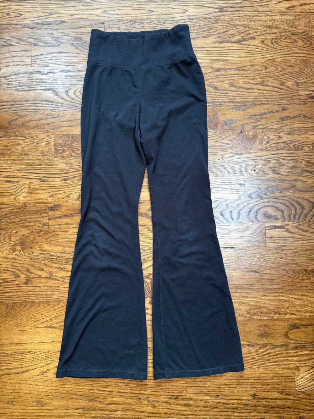 Abercrombie Kids High-Waist Black Flare Stretch Knit Pants Wide Waistband  9-10